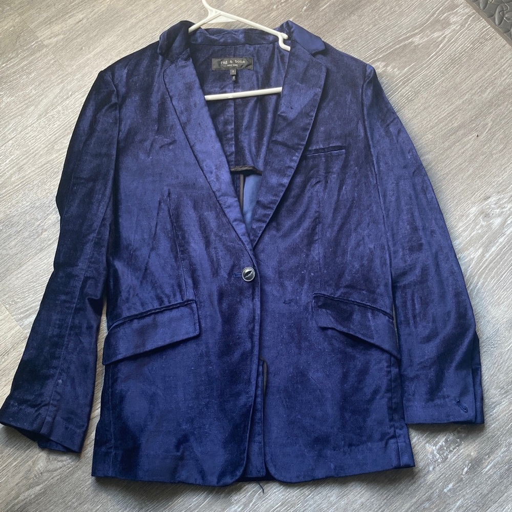 rag & bone Midnight Blue Velvet Blazer